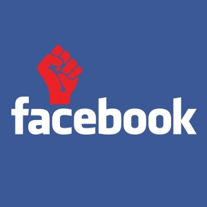 Facebook Protest, Red Fist above Facebook Logo